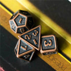 Copper Mini Metal Dice Ancient Effect | (10mm to 15mm) 7-Dice Udixi RPG - 