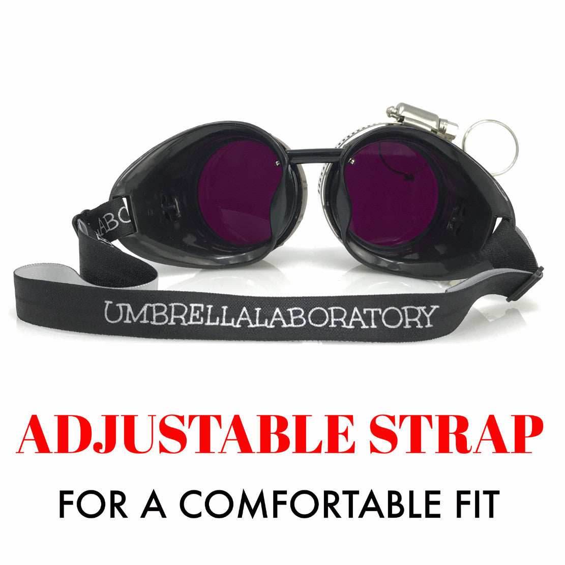 Steampunk Goggles with magnifying loupes purple lenses - 