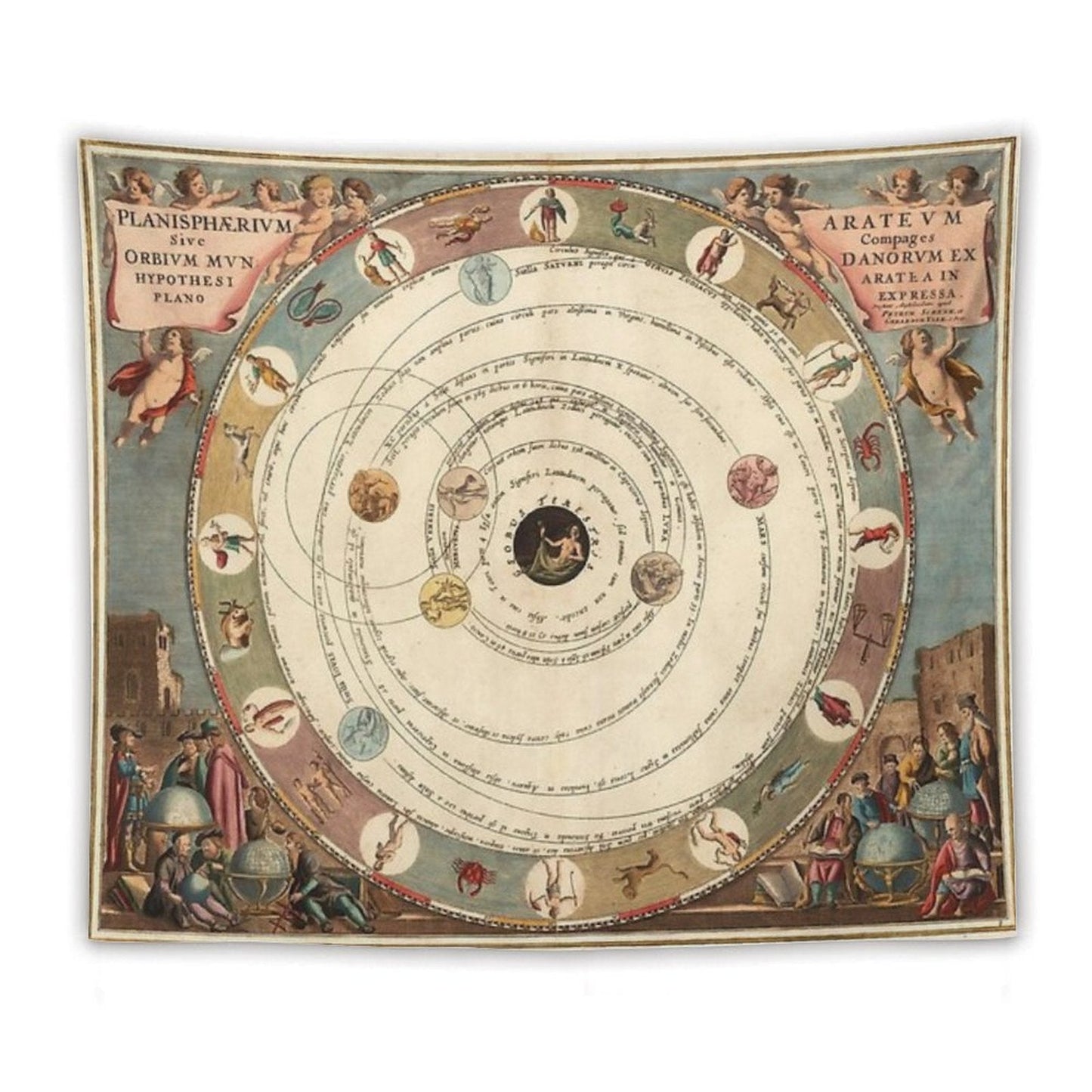 Vintage Zodiac Circle with Horoscope Tapestry