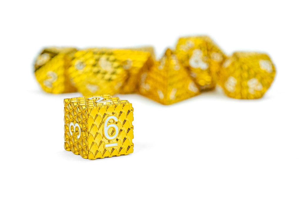 D&D Dragon Scale Metal Dice Set — Gold