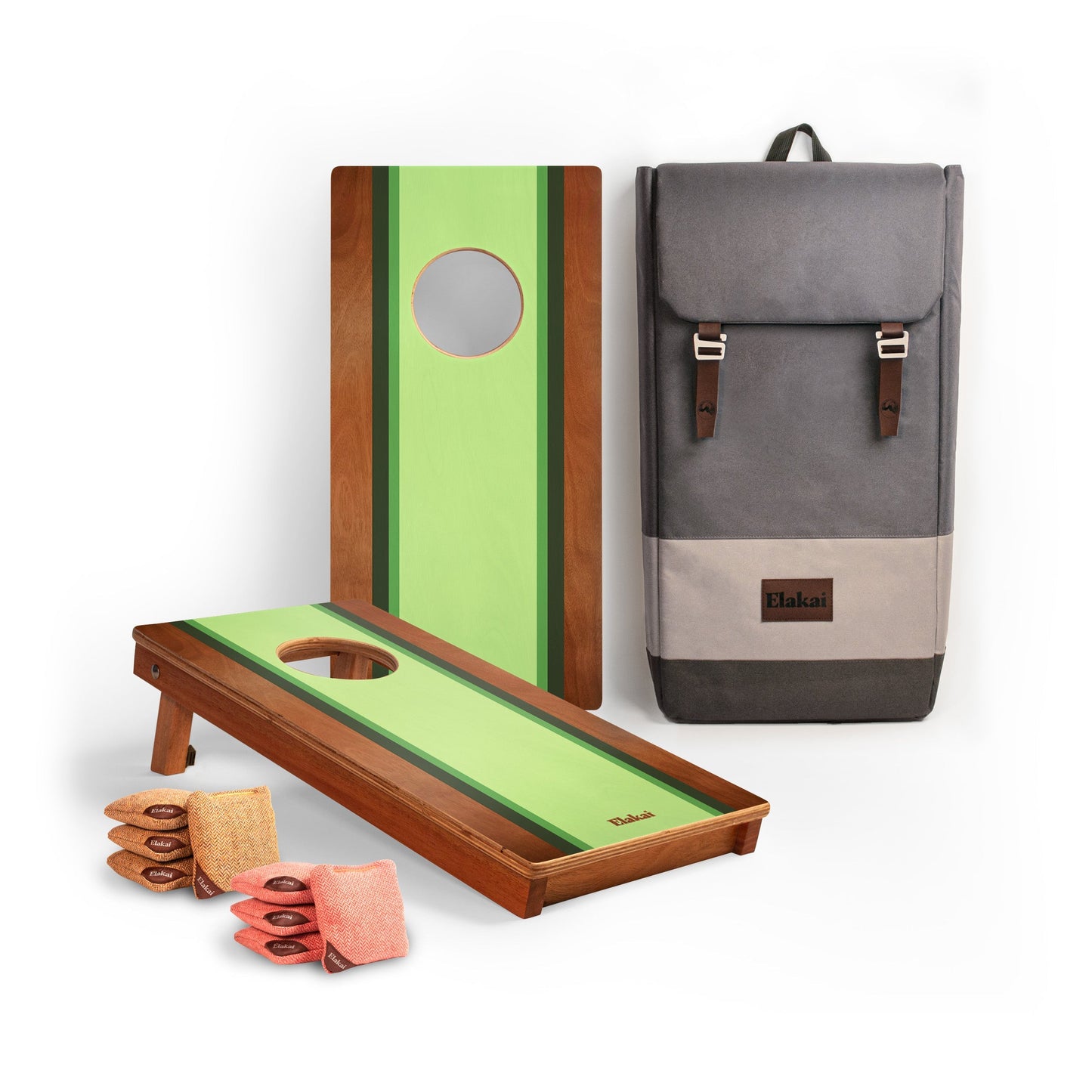 1ft x 2ft Graphic Wood Travel Cornhole Set | Classic Beach Stripes Collection