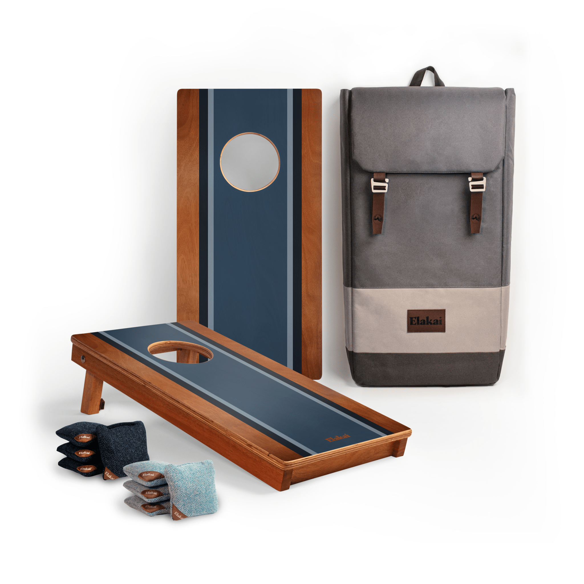 1ft x 2ft Graphic Wood Travel Cornhole Set | Classic Beach Stripes Collection