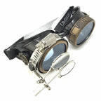 Steampunk Goggles with magnifying loupes UV glow neon blue prism diffraction lenses
