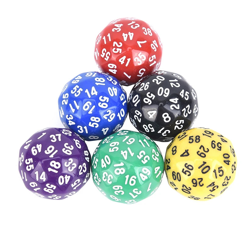 1pc 60 Face Dice For Game Polyhedral D60/20 Multi Sided Acrylic Dice Gift For Game Lovers Game Party Entertainment Equipment