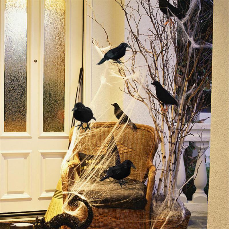 1PC Halloween Black Crow Animal Model Bird Decoration For Party Raven Prop Scary Supplies Halloween Decorations For Home