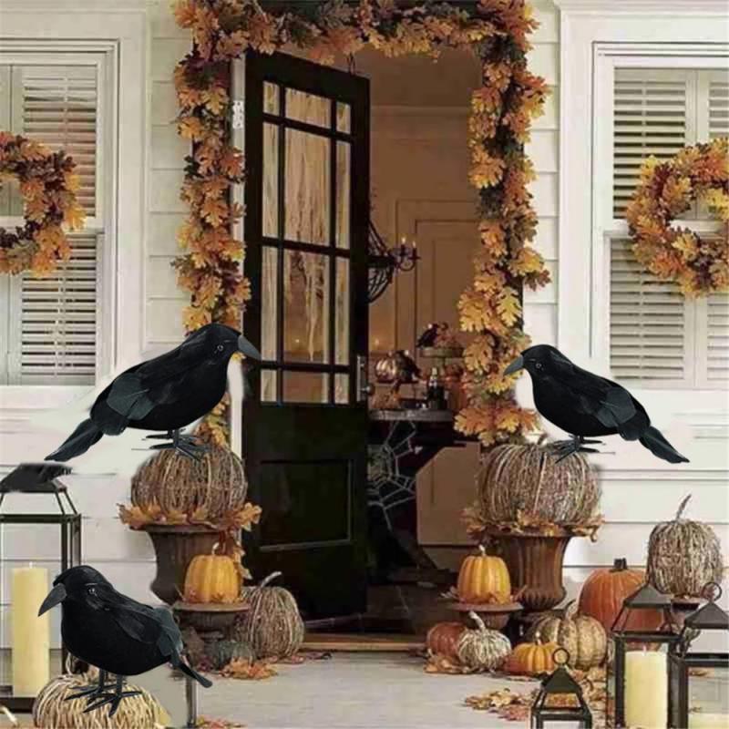 1PC Halloween Black Crow Animal Model Bird Decoration For Party Raven Prop Scary Supplies Halloween Decorations For Home