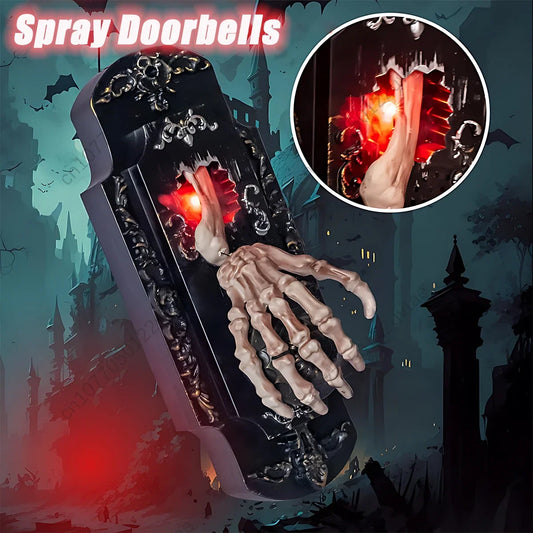 1PC Halloween Spooky Doorbell Sensor Spray Door Lock Luminous Audible Touch Sound Induction Venue Layout Haunted House