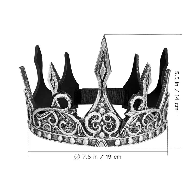 1pc Men King Medieval Crown Headband Soft PU Foam Crown Men'S Crown Headdress Halloween Party Cosplay Props (Random Pattern)