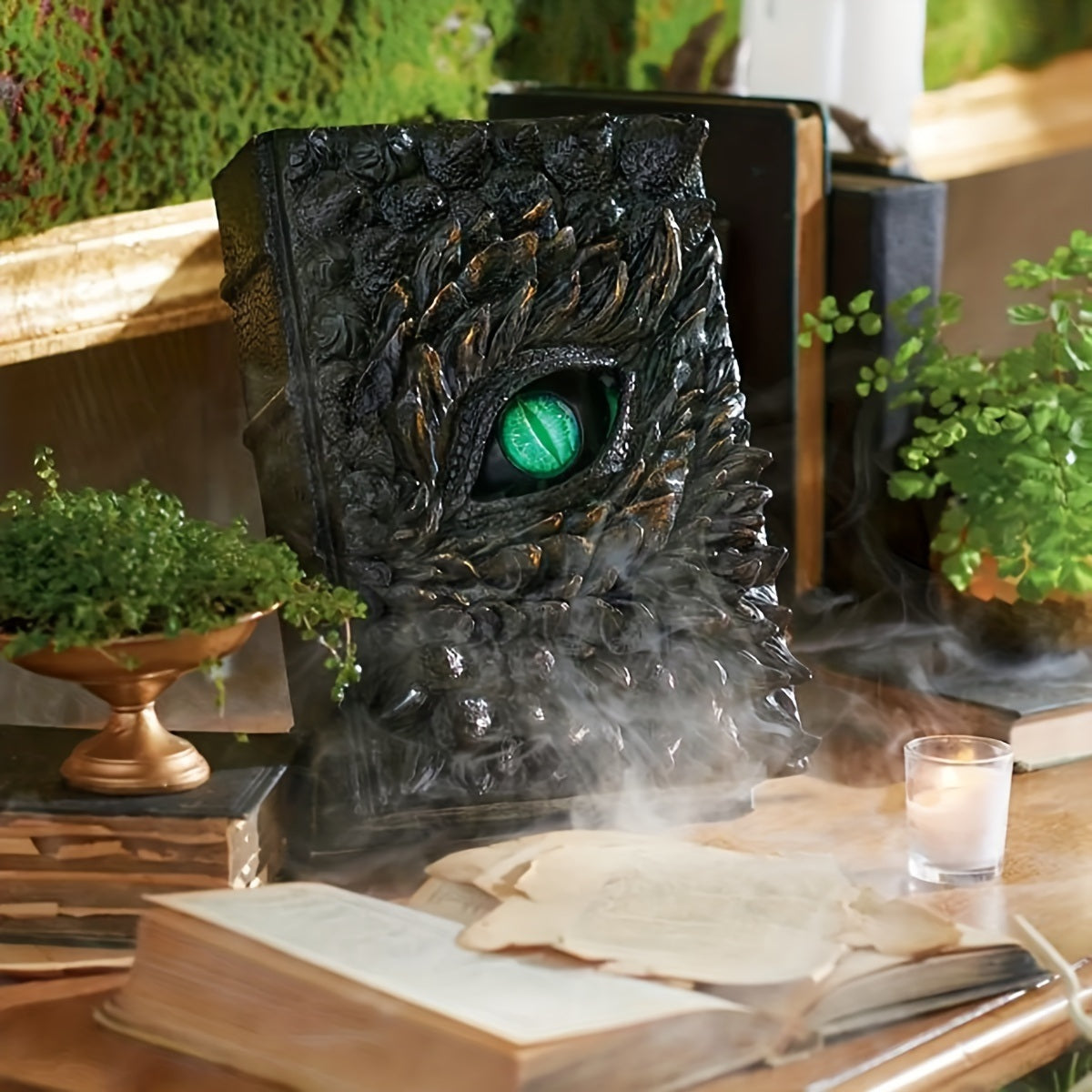 1pc Resin Craft Halloween Dragon Eye Statue, Western Decorative Demon For Bedroom Office Living Room Balcony Desktop Decor