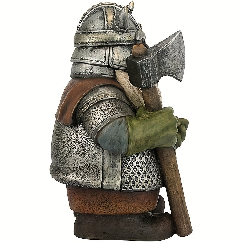 1pc Viking Victor Norse Gnome Statue, Viking Garden Gnome Figurines With Axe, Dwarf Ornaments For Indoor Outdoor Home Yard