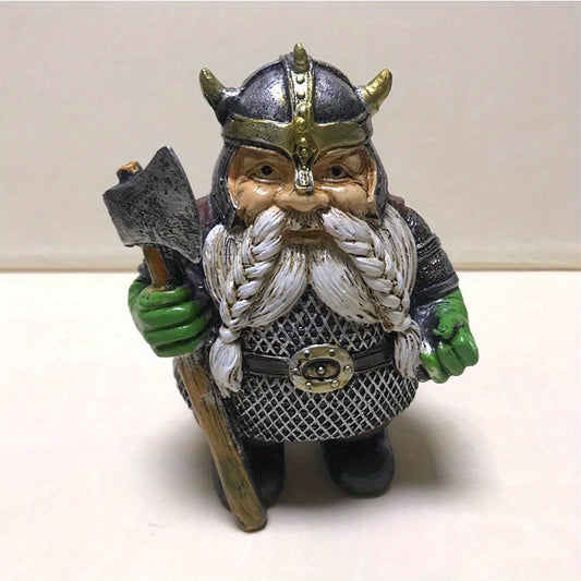 1pc Viking Victor Norse Gnome Statue, Viking Garden Gnome Figurines With Axe, Dwarf Ornaments For Indoor Outdoor Home Yard