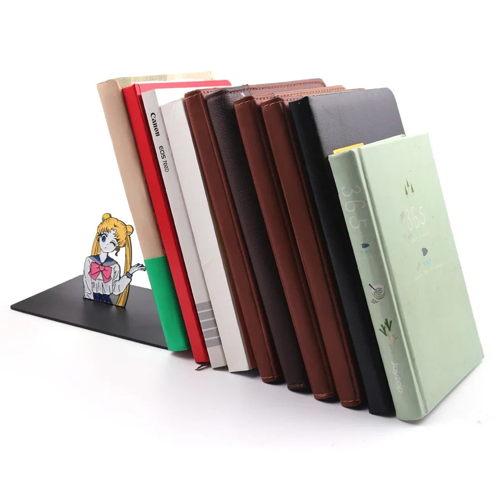 1PCS Moon Bookend Anime Cartoon Girl Kawaii Table Decoration Book Support Office Book Holder for Fans Student Worker