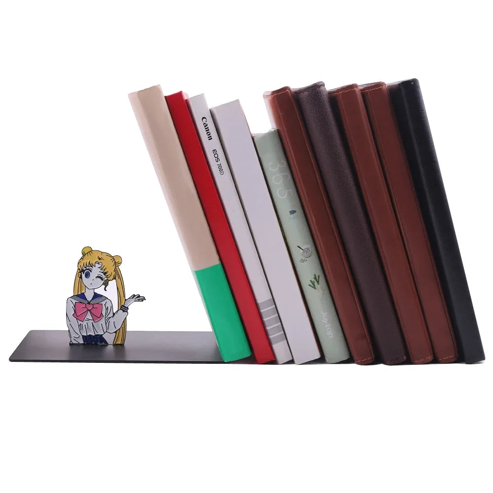 1PCS Moon Bookend Anime Cartoon Girl Kawaii Table Decoration Book Support Office Book Holder for Fans Student Worker