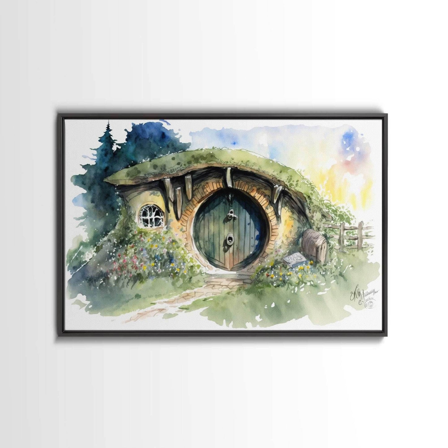 Bang End Painting Framed Canvas Print, Lord, Fantasy Art, Framed Wall Art, Fantasy Decor, A Hole In The Wall - 8x12 Inches / Black Frame