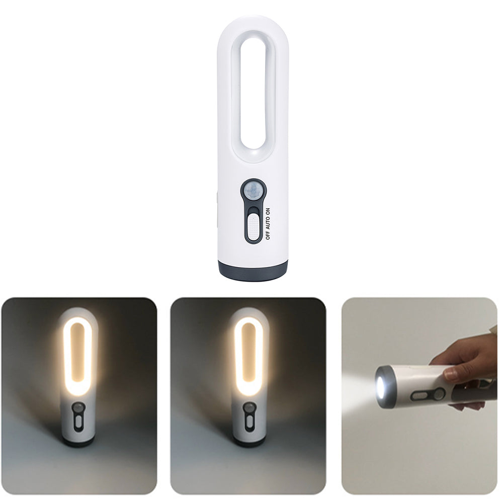 2-in-1 Portable LED Motion Sensor Night Light Indoor Flashlight - Rechargeable