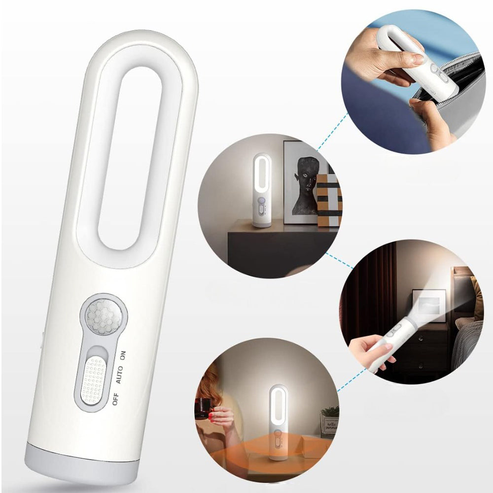 2-in-1 Portable LED Motion Sensor Night Light Indoor Flashlight - Rechargeable