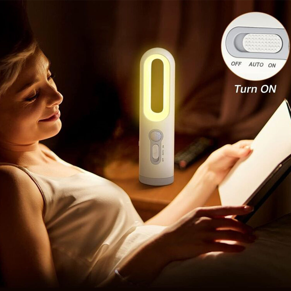 2-in-1 Portable LED Motion Sensor Night Light Indoor Flashlight - Rechargeable