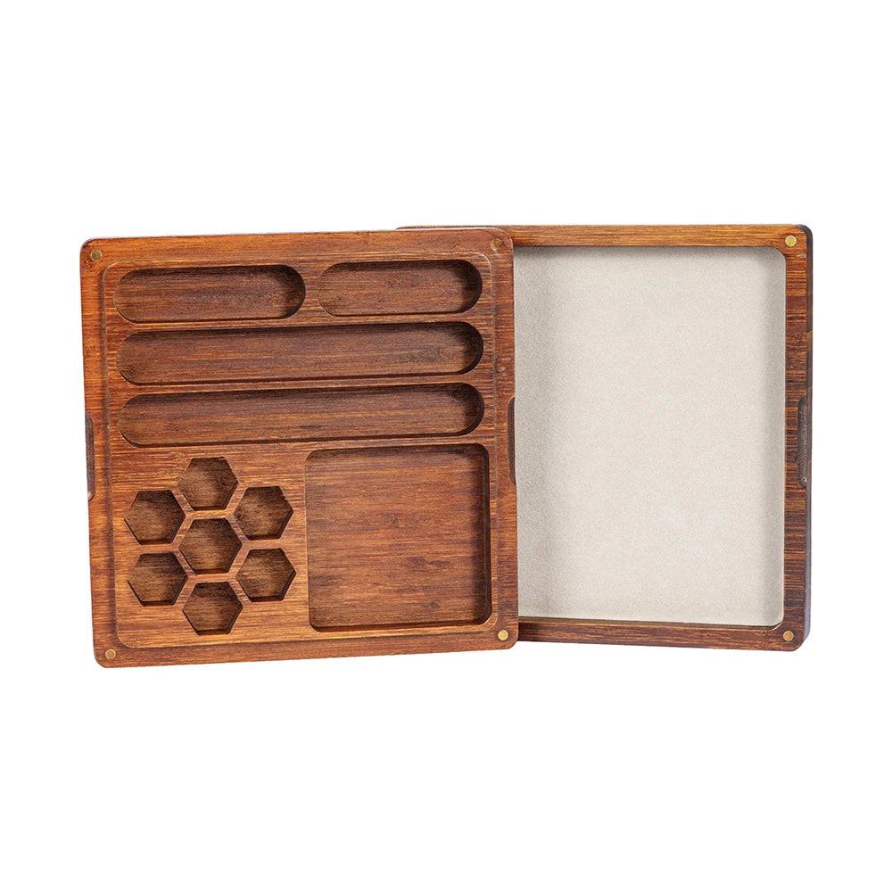 2 in 1 Wooden Dice Case & Dice Tray, High Quality New Square Bamboo Dice Holder for Dice Set, D&D, RPG, Tabletop Games