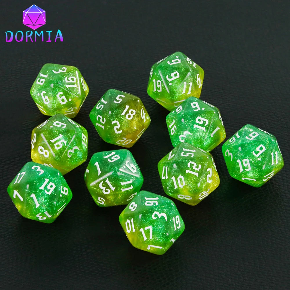 20 Sided Mixed Colours Polyhedral Dice D20 Amazing Glitter Dice for RPG DND Math Teaching Playing Tabletop Games