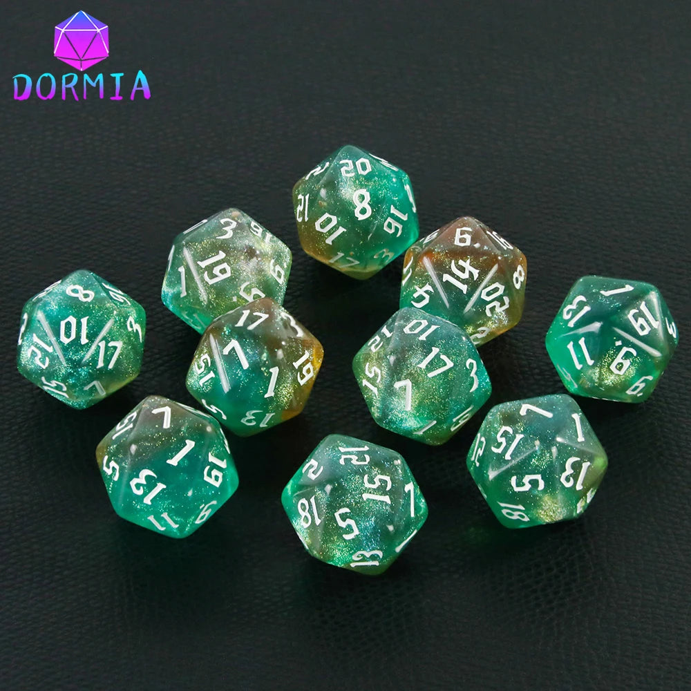 20 Sided Mixed Colours Polyhedral Dice D20 Amazing Glitter Dice for RPG DND Math Teaching Playing Tabletop Games