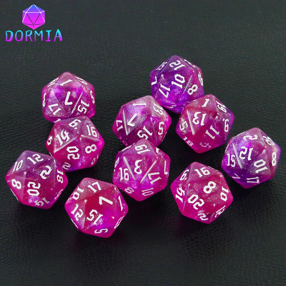 20 Sided Mixed Colours Polyhedral Dice D20 Amazing Glitter Dice for RPG DND Math Teaching Playing Tabletop Games