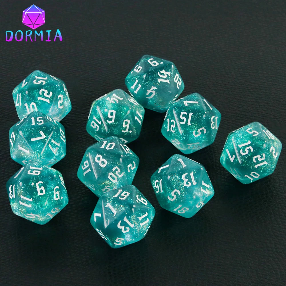 20 Sided Mixed Colours Polyhedral Dice D20 Amazing Glitter Dice for RPG DND Math Teaching Playing Tabletop Games