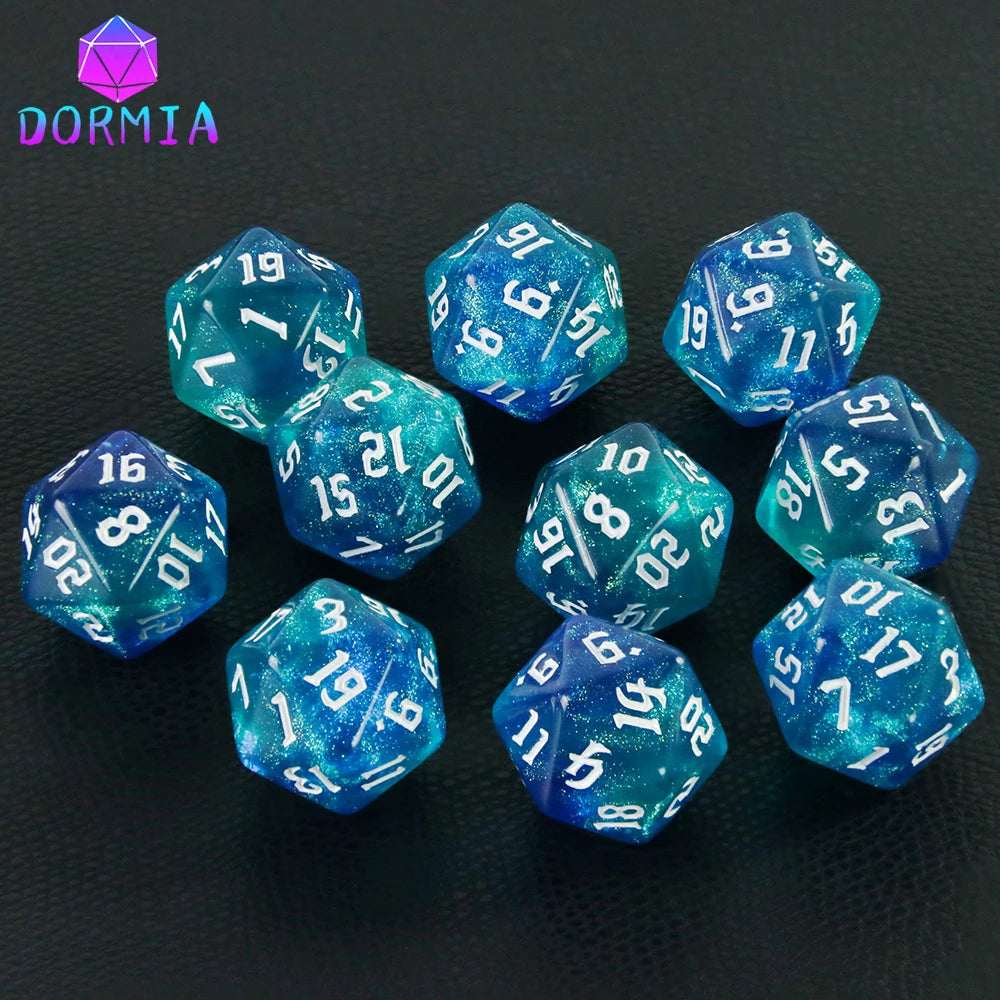 20 Sided Mixed Colours Polyhedral Dice D20 Amazing Glitter Dice for RPG DND Math Teaching Playing Tabletop Games