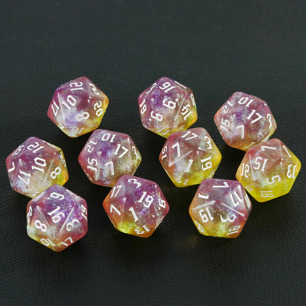 20 Sided Mixed Colours Polyhedral Dice D20 Amazing Glitter Dice for RPG DND Math Teaching Playing Tabletop Games