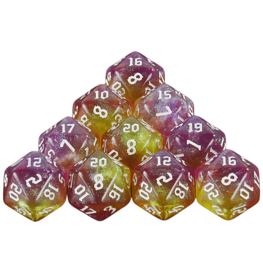 20 Sided Mixed Colours Polyhedral Dice D20 Amazing Glitter Dice for RPG DND Math Teaching Playing Tabletop Games