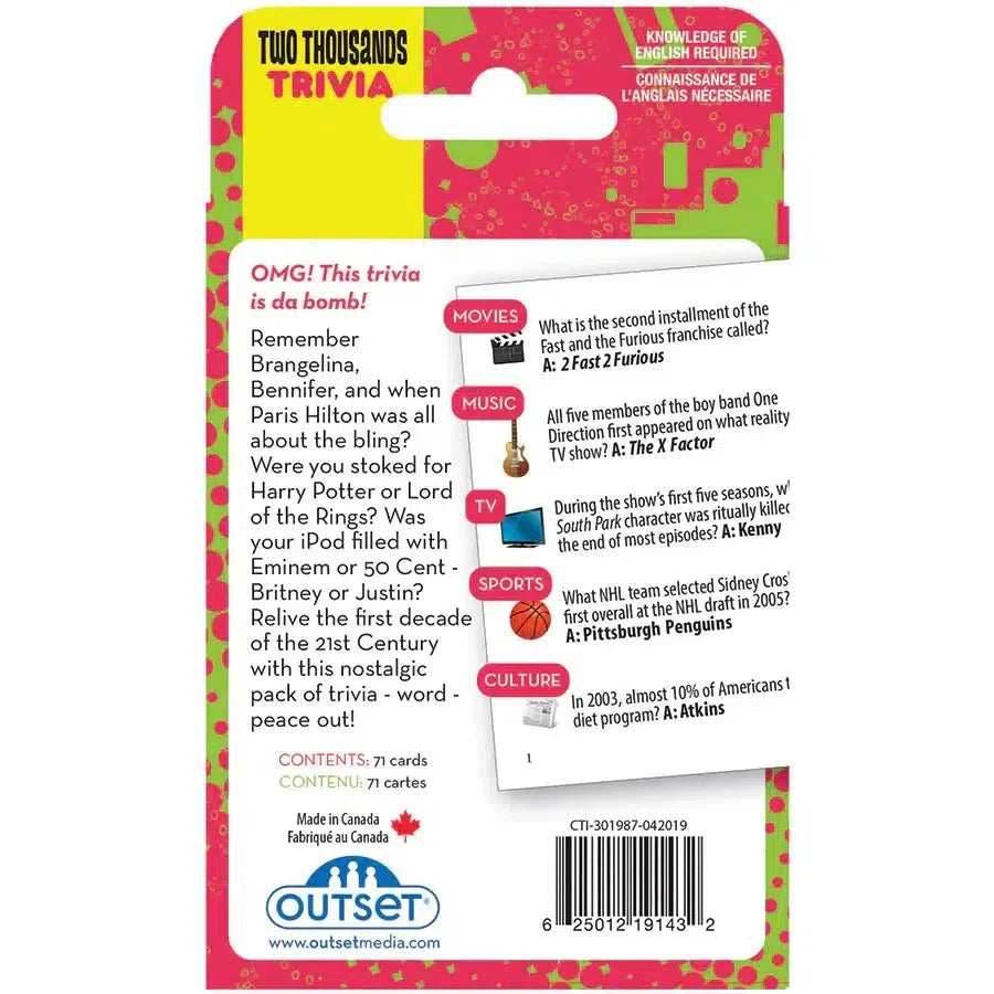 2000s A Decade of Trivia Card Game Outset - 
