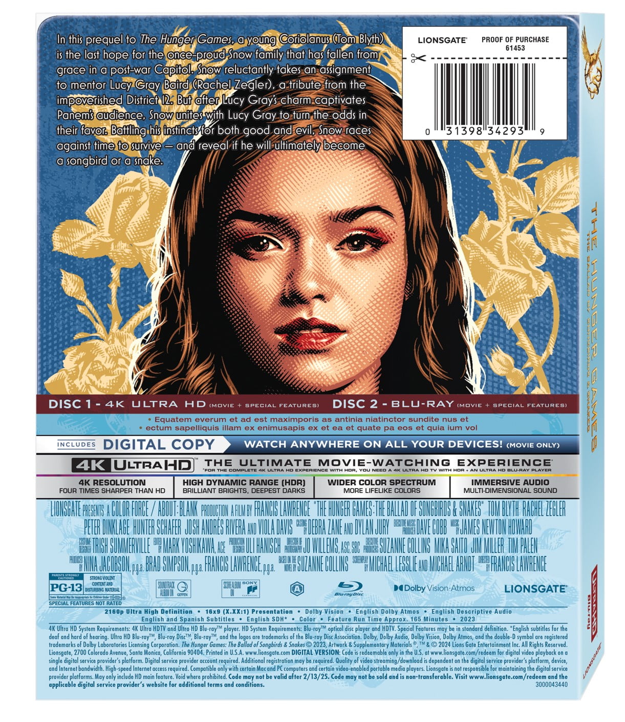 The Hunger Games: Ballad of Songbirds and Snakes - Limited Edition Steelbook (4K Ultra HD + Blu-ray + Digital)
