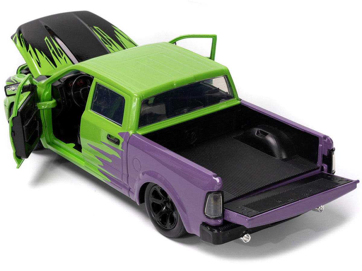 2014 RAM 1500 Pickup Truck Green and Purple and Hulk Diecast Figure "Marvel Avengers" "Hollywood Rides" Series 1/24 Diecast Model Car by Jada