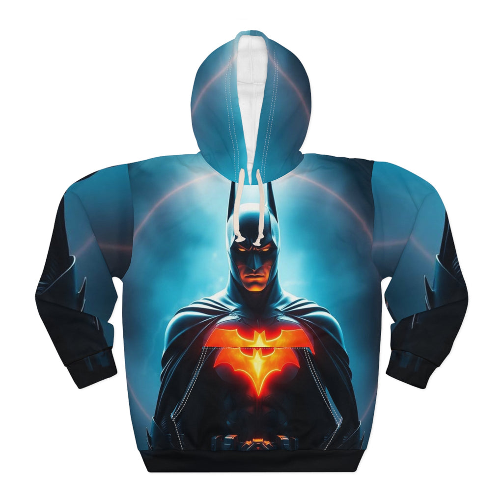 Batman Tribute  AOP Unisex Pullover Hoodie, Superhero Sweatshirt, Comic Book Apparel, Geek Fashion, Gift for Fans, Cozy Layer