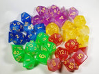 Milky 7-Dice Set Translucent w/Swirls and Gold Numbers by HDdice Red, Yellow, Green, Blue, and Purple - Red