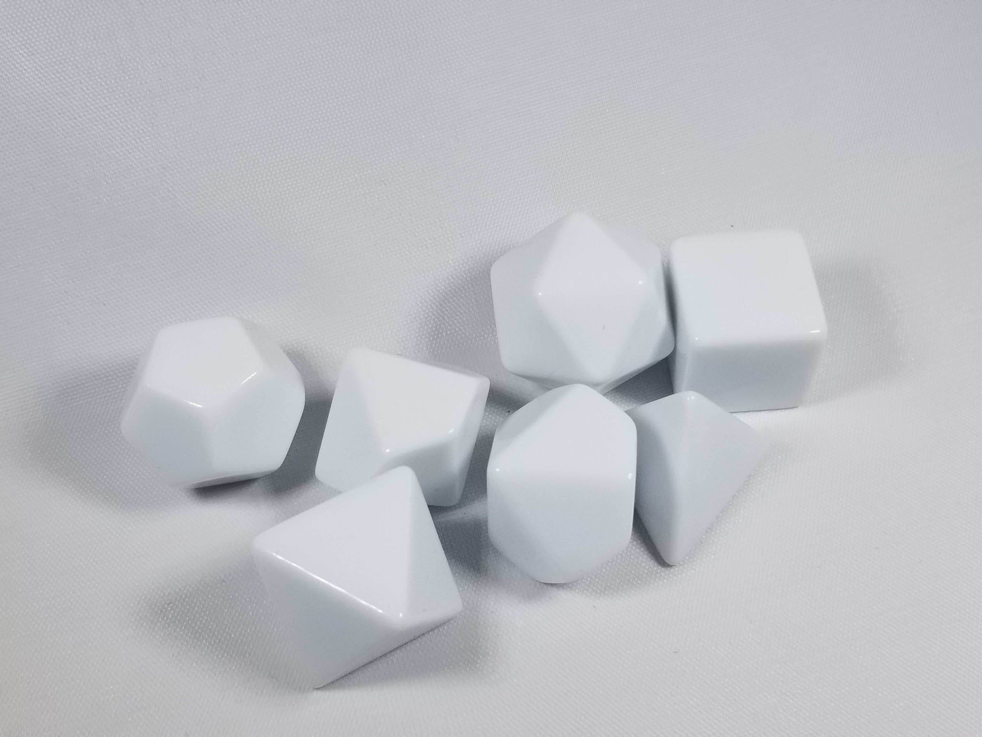 White Blank 7-Dice Set d4, d6, d8, d10, d12, d20 for Customization Ready DIY Bescon - 
