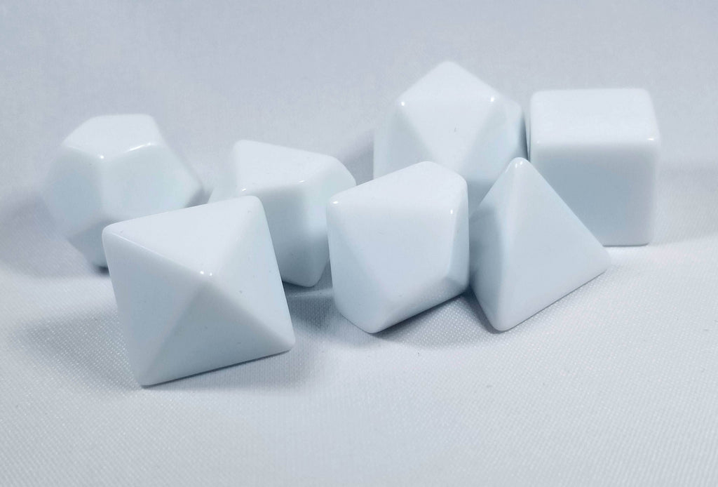 White Blank 7-Dice Set d4, d6, d8, d10, d12, d20 for Customization Ready DIY Bescon - 