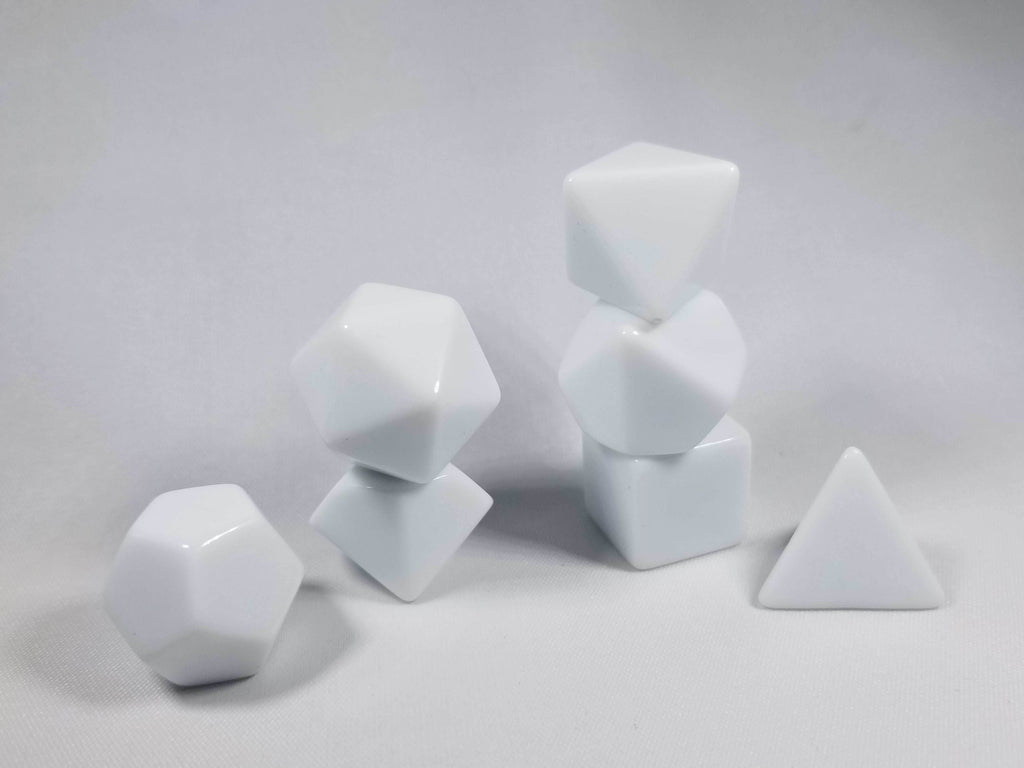 White Blank 7-Dice Set d4, d6, d8, d10, d12, d20 for Customization Ready DIY Bescon - 