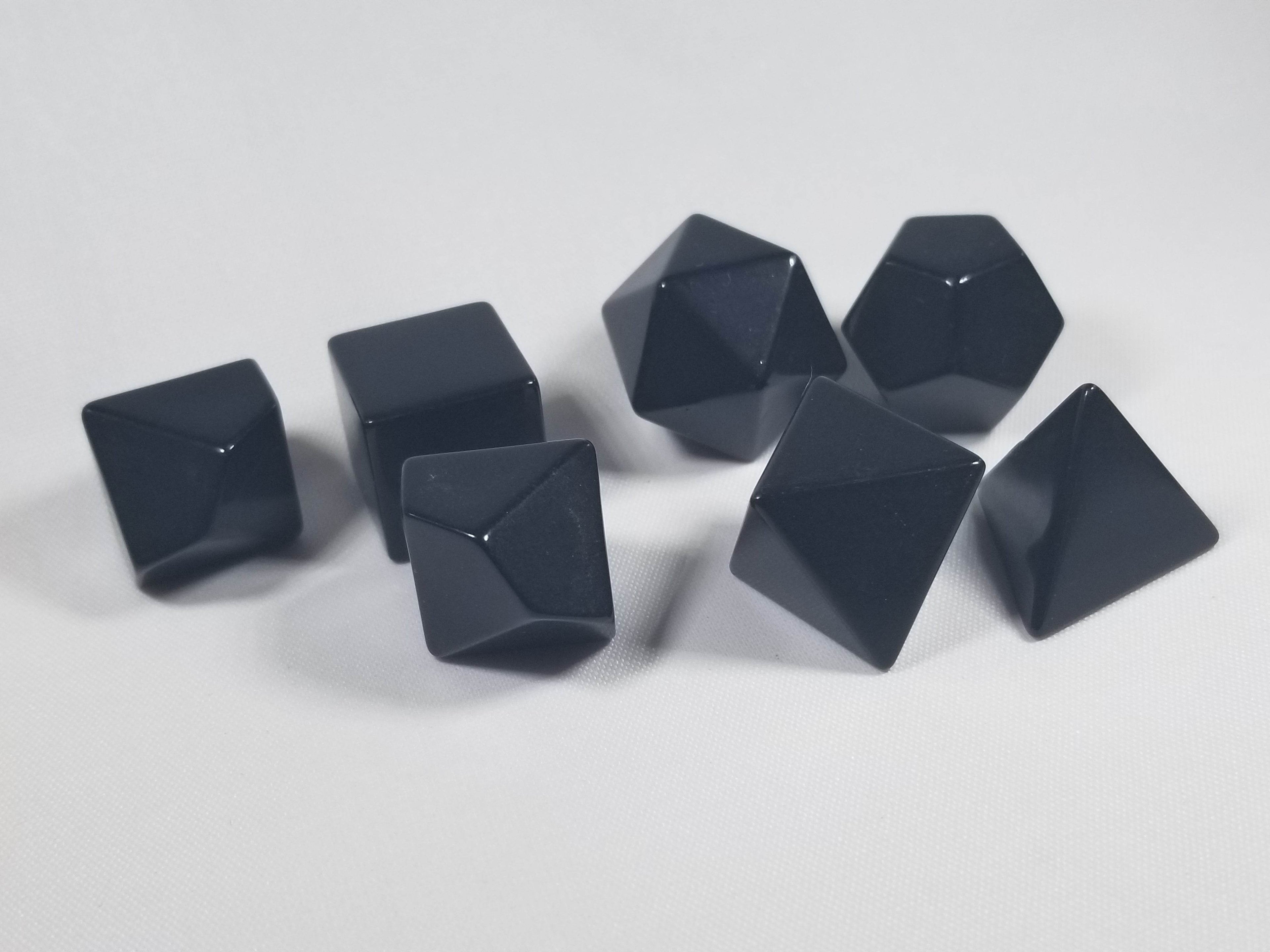 Black Blank 7-Dice Set d4, d6, d8, d10, d12, d20 for Customization Ready DIY Bescon - 