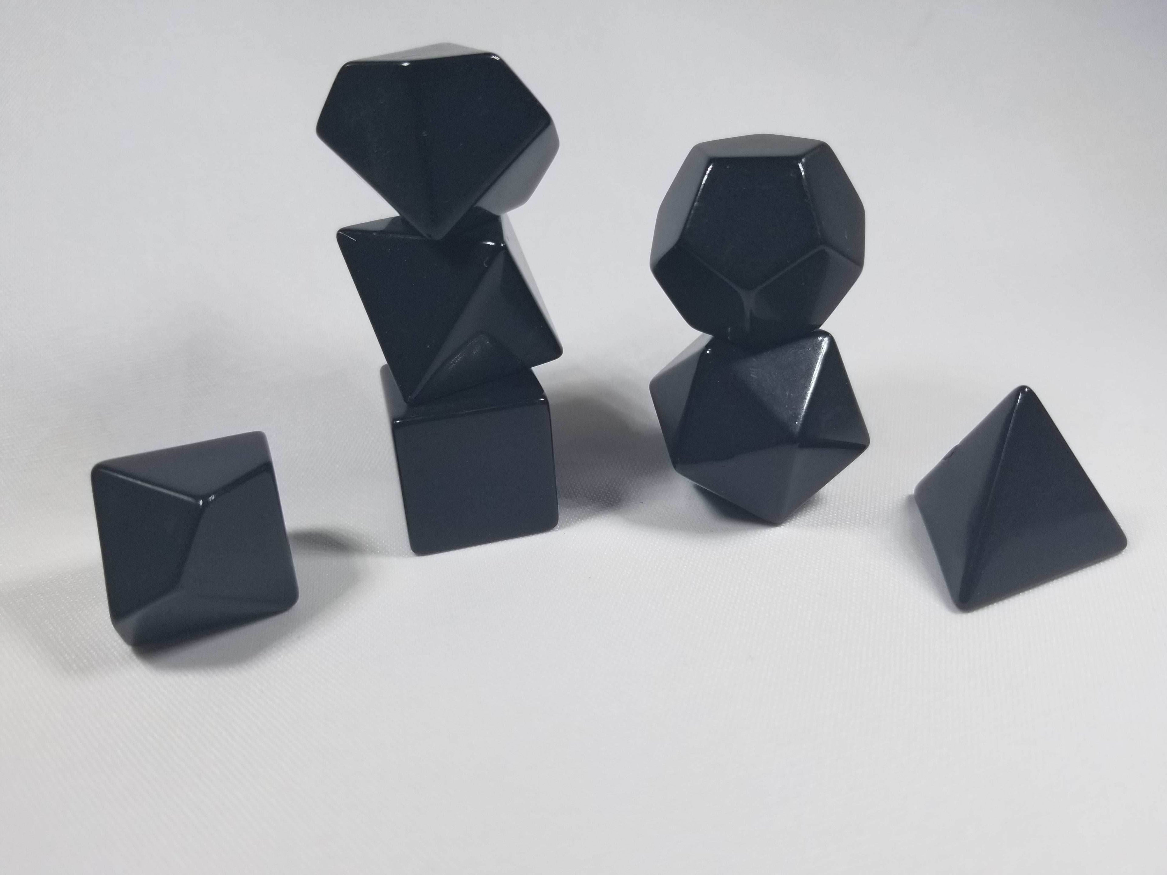 Black Blank 7-Dice Set d4, d6, d8, d10, d12, d20 for Customization Ready DIY Bescon - 