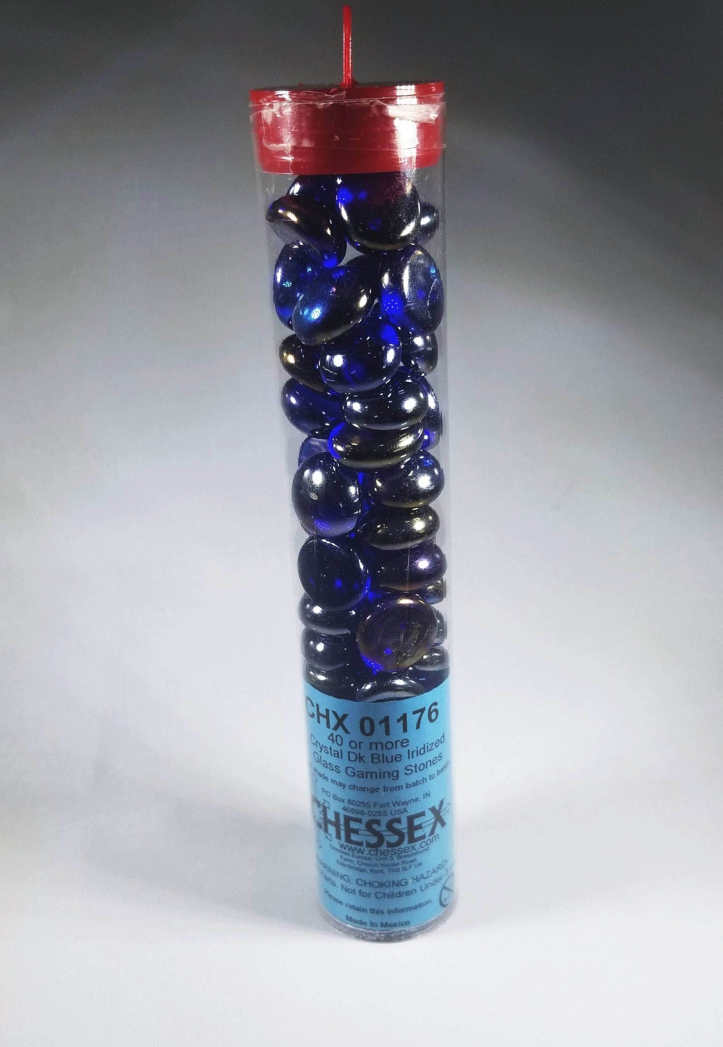 40+ Crystal Dk Blue Iridized Glass Gaming Stones Counters by Chessex - 