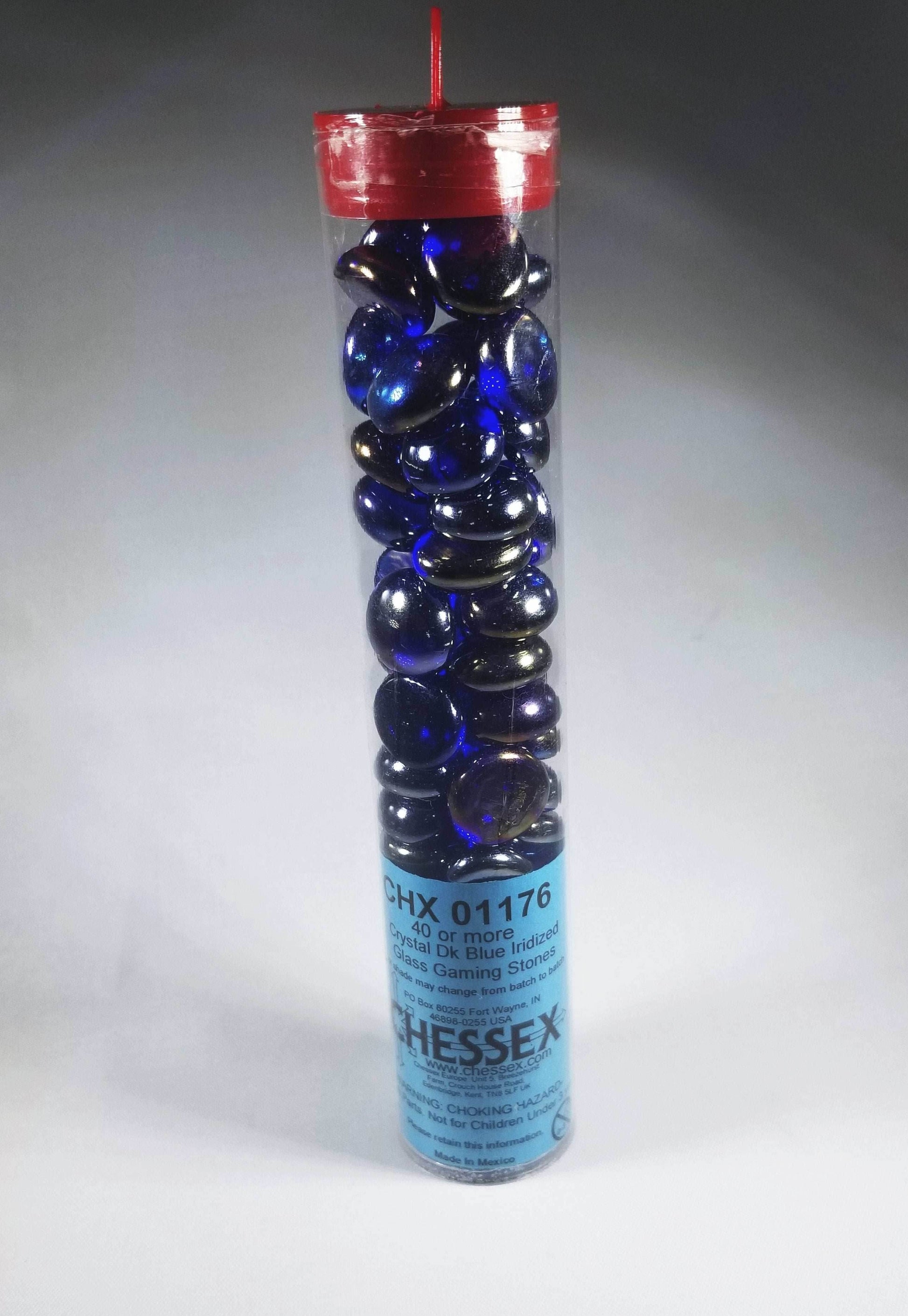 40+ Crystal Dk Blue Iridized Glass Gaming Stones Counters by Chessex - 