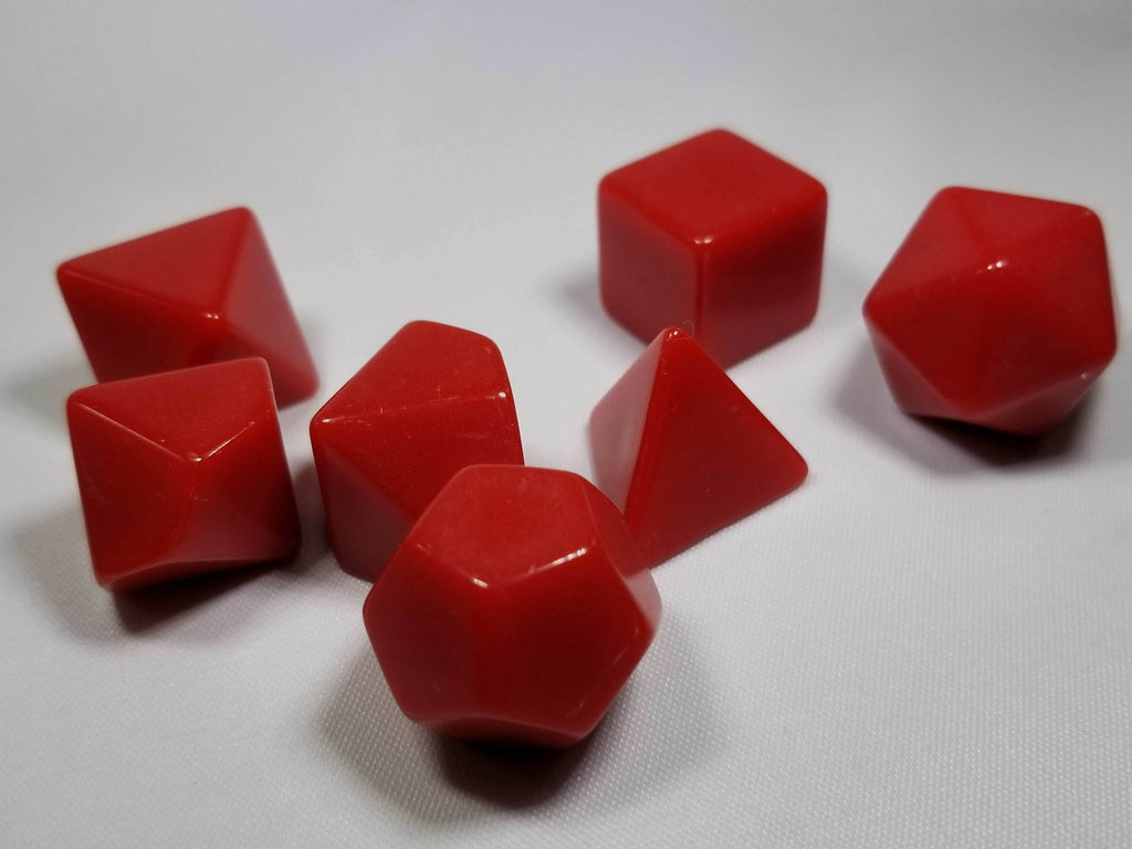 Red Blank 7-Dice Set d4, d6, d8, d10, d12, d20 for Customization Ready DIY Bescon - 