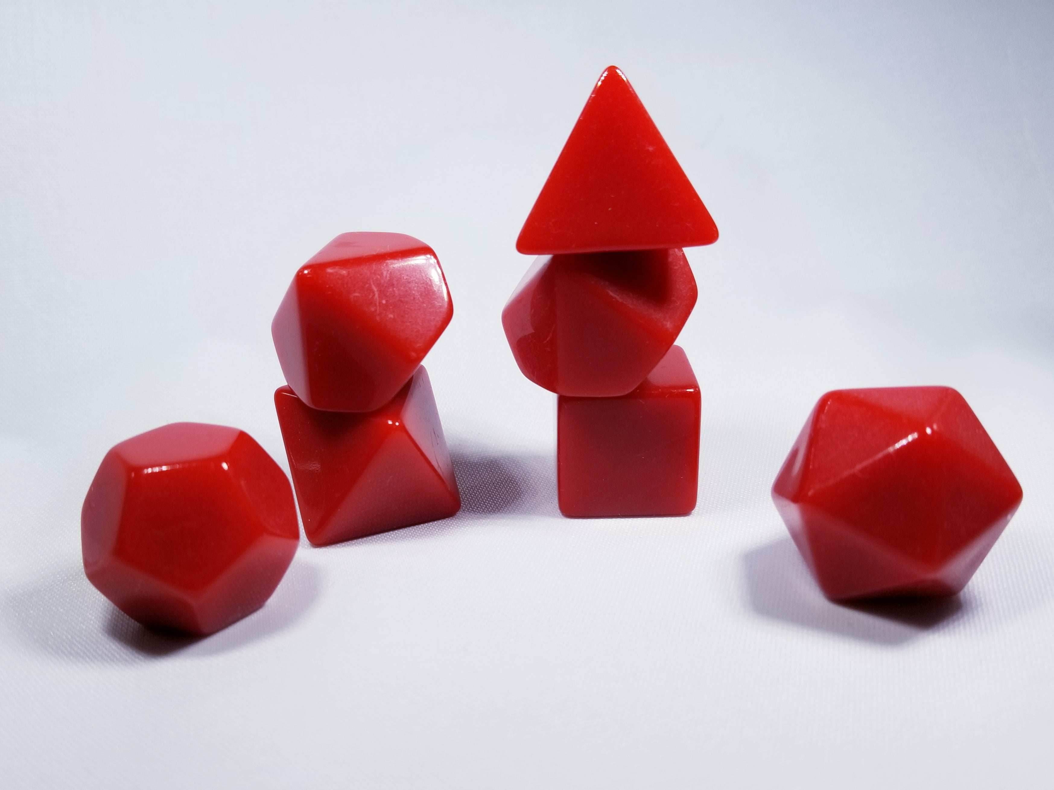 Red Blank 7-Dice Set d4, d6, d8, d10, d12, d20 for Customization Ready DIY Bescon - 