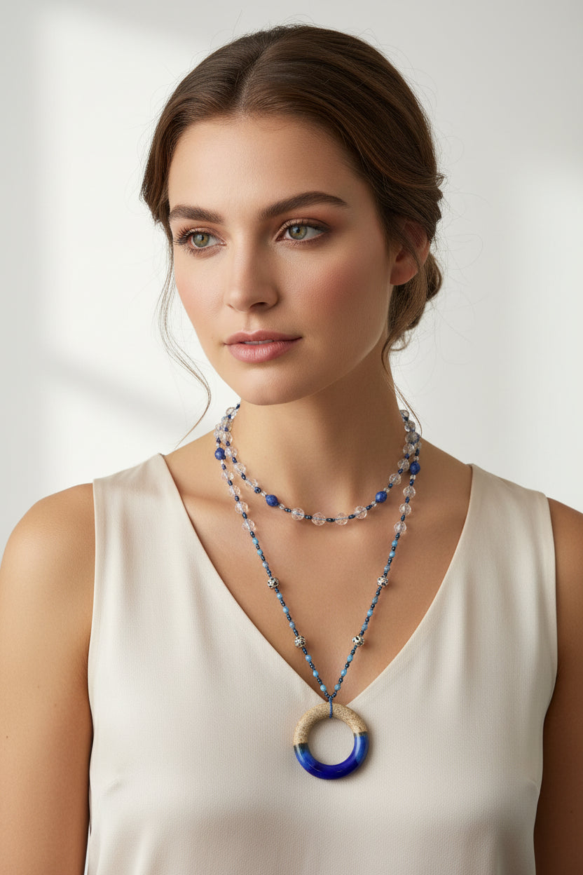 Coastal Blues Long Necklace