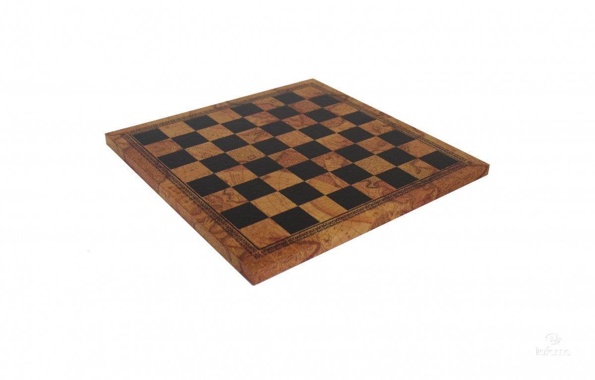 Chess Board - Faux Leather - Old Map Design - 