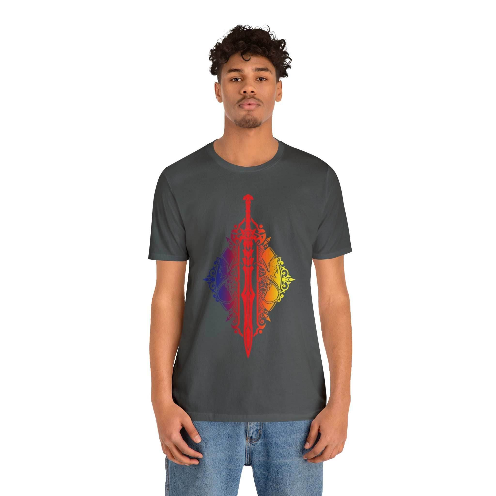 Sunset Ombre Dragon and Sword Shirt - Asphalt / S