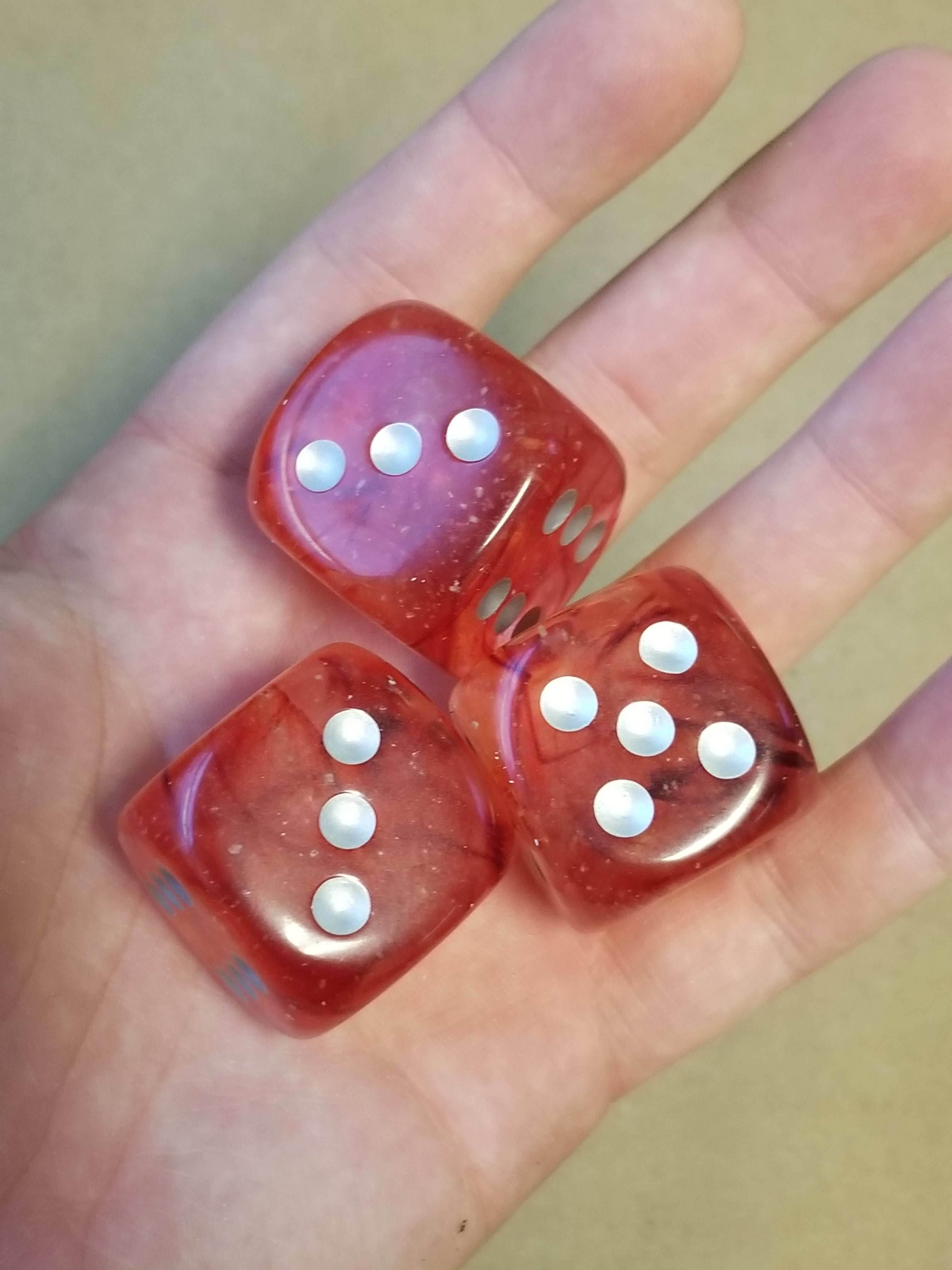 Nebula Red/silver Luminary 7-Dice/16mm/12mm/30mm/Ten10's - 30mm Die