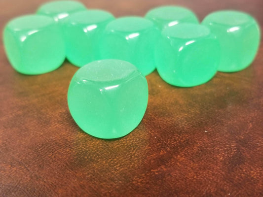 Green Glow in the Dark Blank d6 16mm Dice DIY (sold per die) - 