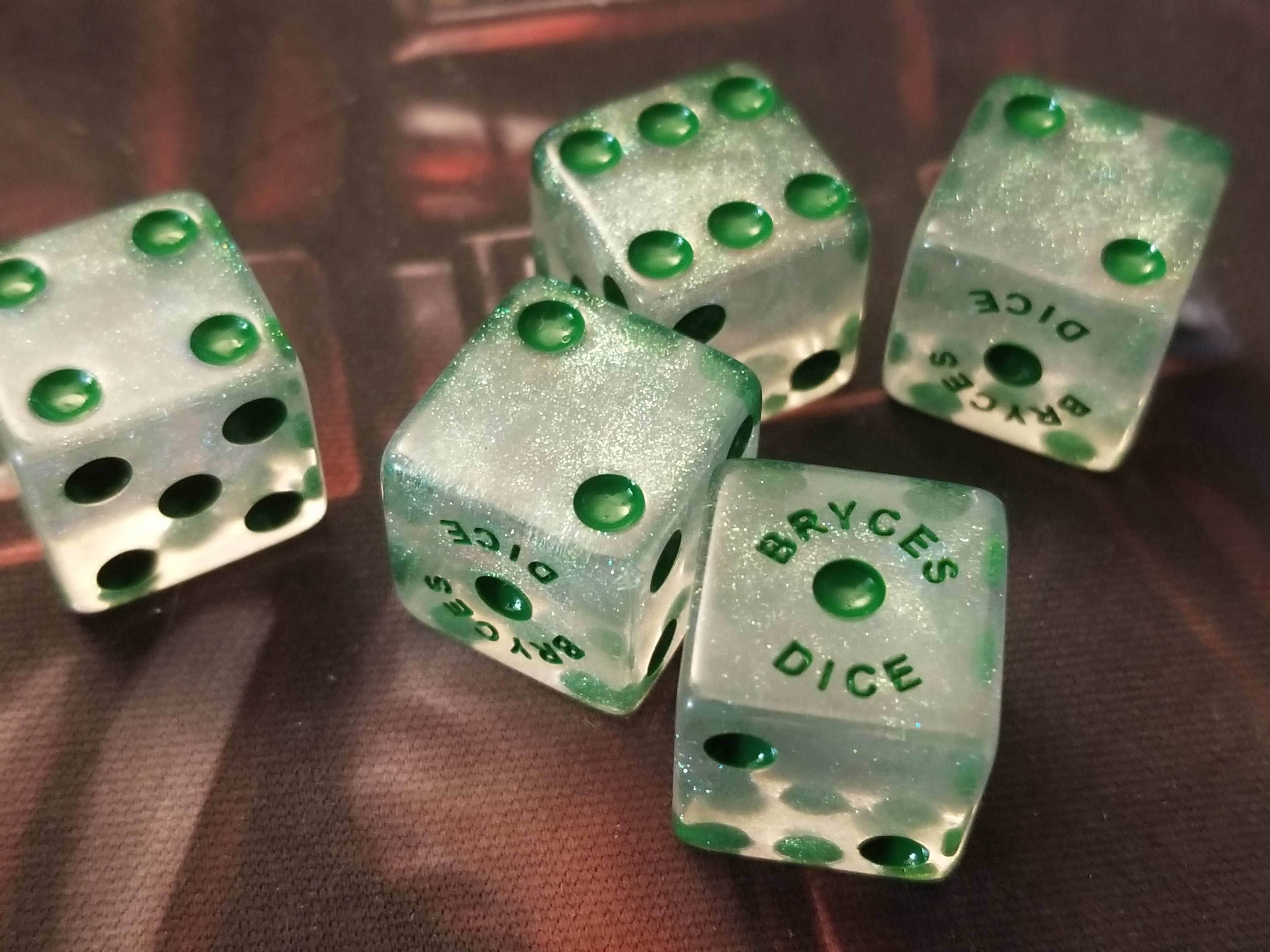 BrycesDice 16mm Glitter d6 (Green) Square Edge [per die] - 