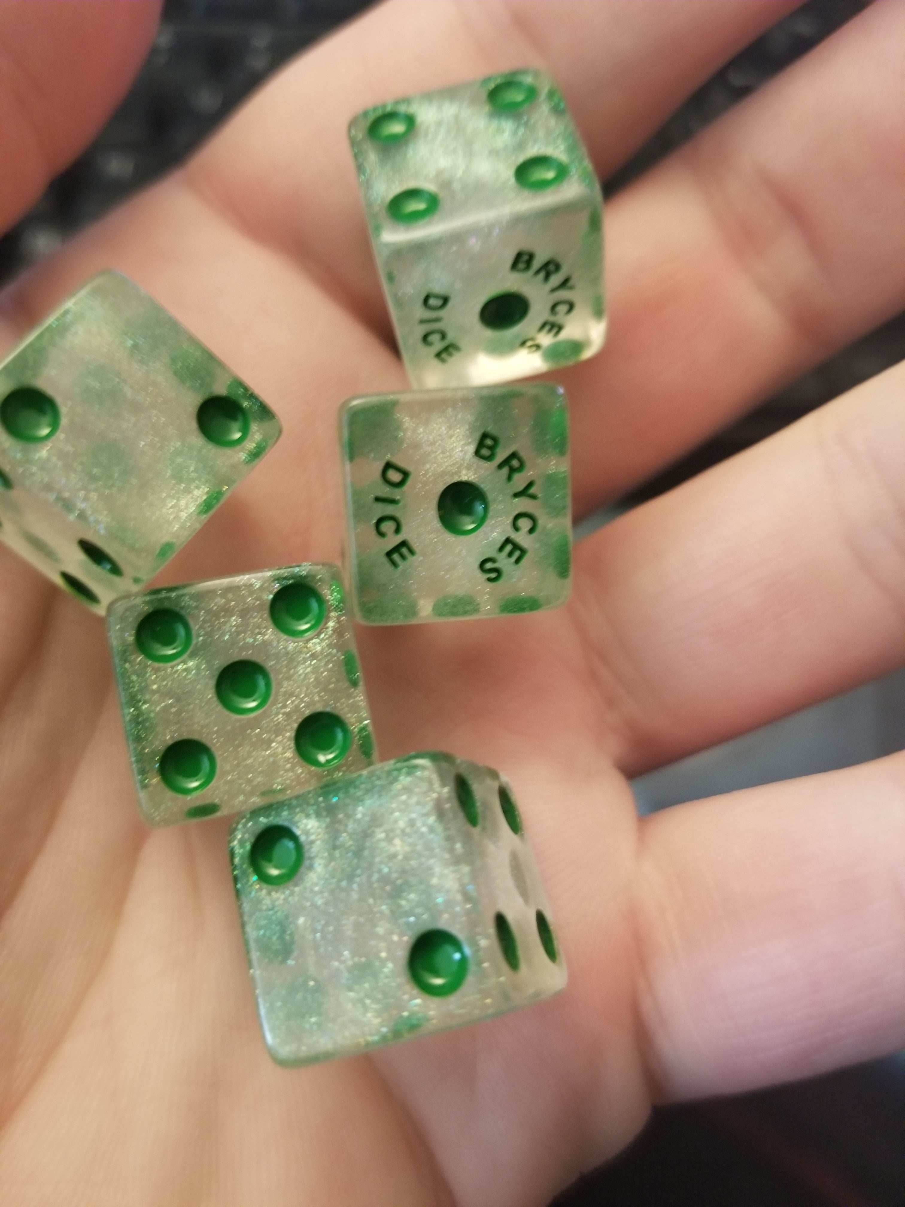 BrycesDice 16mm Glitter d6 (Green) Square Edge [per die] - 